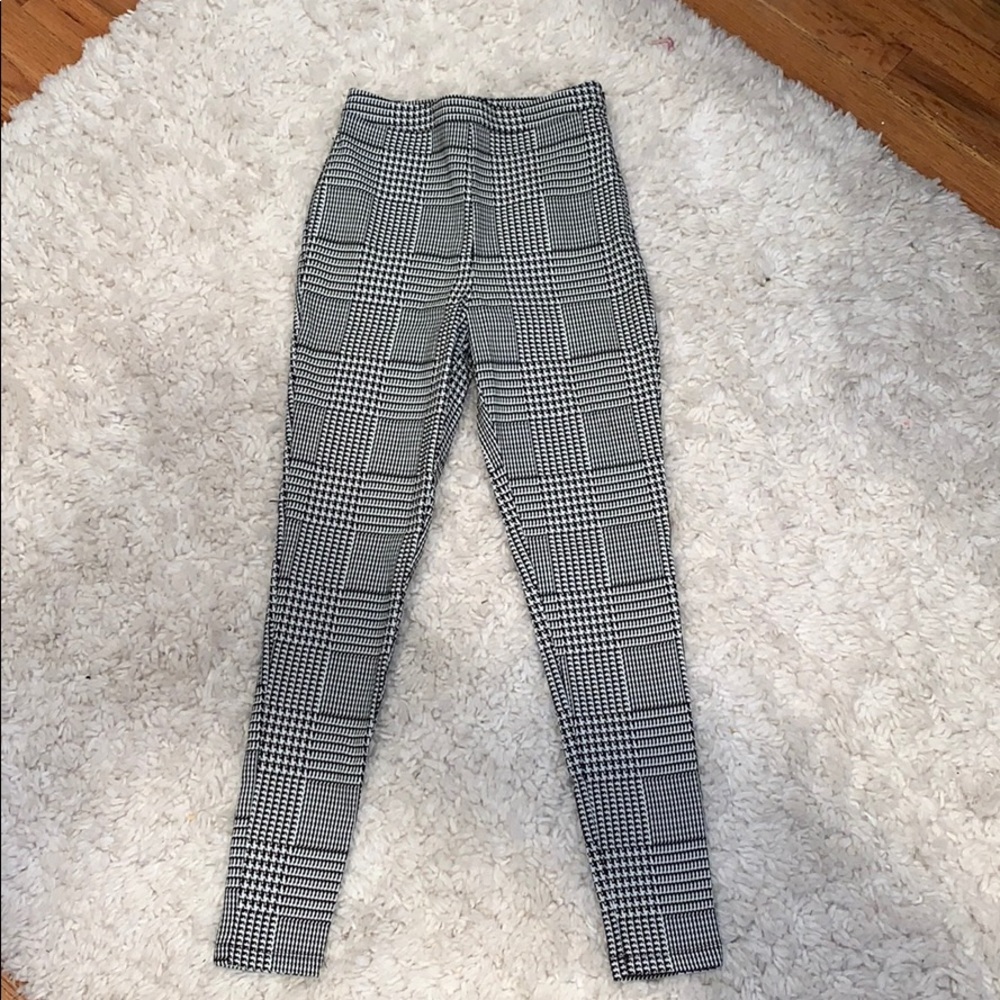 Black and White Ankle High Pants